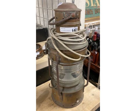 OLD COPPER LANTERN CONVERTED LAMP