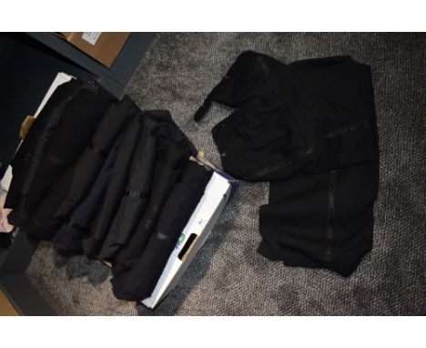 A box full of vintage gents trousers, 1930s to 1950s predominantly, a lot of different sizes, the majority having button fly.
