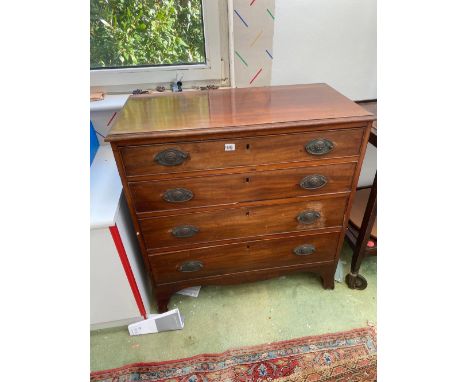 A small George III mahogany chest of 4 long drawers, splay bracket feet, 33" wide
