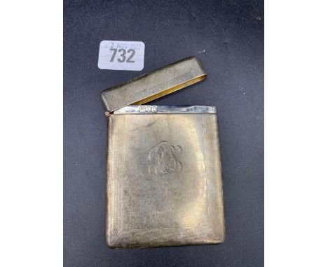 A large card case with engine turned edges, 4" high, London 1915 by Goldsmith's Co. 