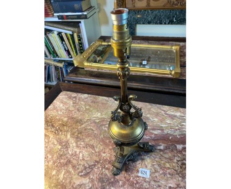 Another brass lamp of French design with triangular base