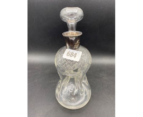 A spirit decanter and stopper with cut glass body, Birmingham 1906