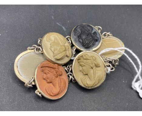Antique white metal lava panel bracelet