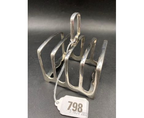 Five bar toast rack on bracket feet3 in wide Sheffield  1949. 100 gms