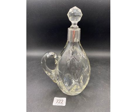 A silver mounted decanter with cut glass body, 7" high, Sheffield 1897