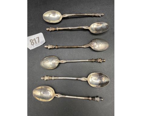 Set of six teaspoons with Shakespeare bust finials. Birmingham 1903. 42 gms