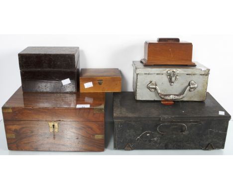 A writing slope, tea caddy and three boxes