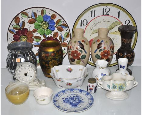 A quantity of ceramics and a clock