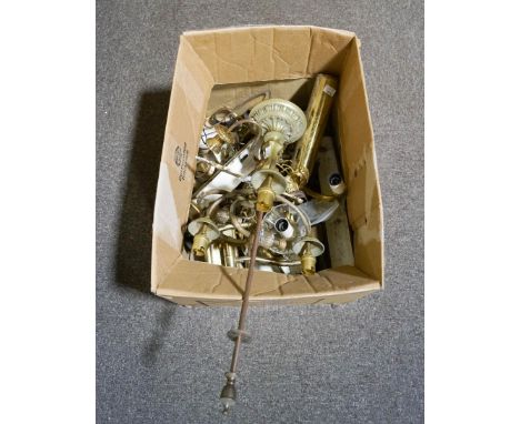 A quantity of brassware to include light fittings