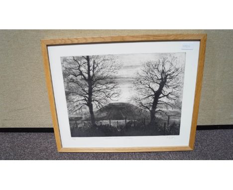 A lithograph of 'Winter's Sleep', Silbury, limited edition 19/25, signed 'A Suth' (?), framed, 41cm x 30cm (exc frame)