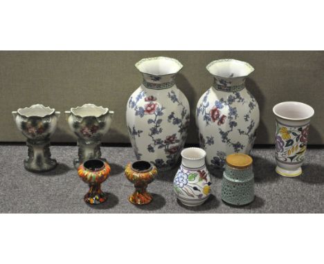 A group of vases, to include Poole Pottery and "Leighton" chines decorated vases