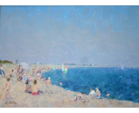 •GEOFFREY W. WILSON (1920-2010) SOLE BAY, DUNWICH BEACH; ESTUARY INTO WOODBRIDGE, SUFFOLK; WINTER SCENE Three, each signed, t