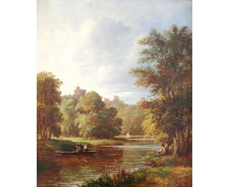 SAMUEL DAVID COLKETT (1806-1863) ON THE THAMES: VIEW OF WINDSOR CASTLE; VIEW OF HAMPTON COURT A pair, oil on canvas Each 41.5