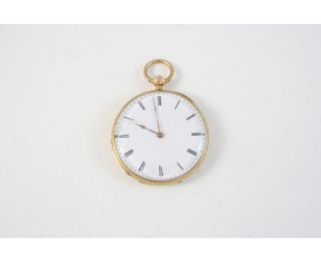 A GOLD OPEN FACED POCKET WATCH the white enamel dial with Roman numerals, signed to the inner case Le Roy & Fils, 211 Regent 