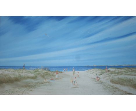 •NICK MACE (b.1949) CRICKET IN THE DUNES; A DAY ON THE BEACH; RIDING ON THE SAND; AWAITING THE TIDE Four, the first three sig