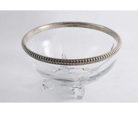 A VICTORIAN MOUNTED GLASS BOWL William Hutton & Sons, London 1894;  9"  (23 cms) diameter  