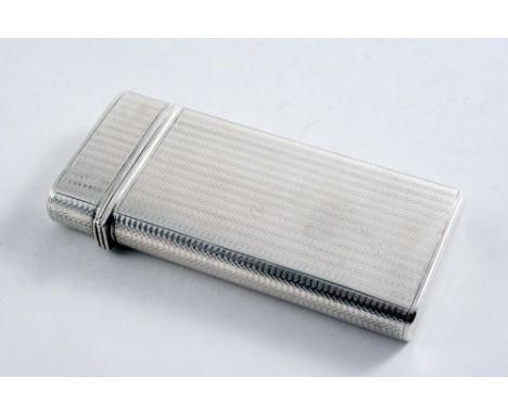 A VICTORIAN ENGINE-TURNED CHEROOT CASE of rounded oblong form with a hinged cover, initialled by Nathaniel Mills, Birmingham 