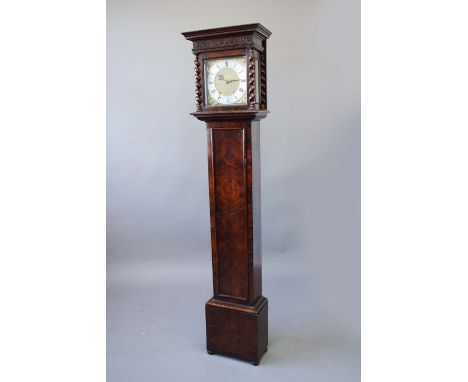 A WALNUT LONGCASE CLOCK dial 10ins. signed Jonathan Chambers, silver chaptering, winding holes with pull shutter closure, mov