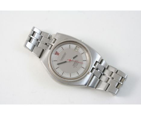 A GENTLEMAN'S STAINLESS STEEL CONSTELLATION CHRONOMETER ELECTRONIC f.300 Hz WRISTWATCH BY OMEGA the signed circular dial with