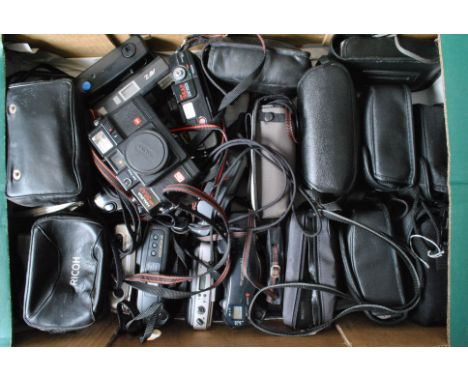 A Tray of Compact 35mm and APS Cameras, including Canon, Fuji, Kodak, Minolta, Nikon, Olympus, Pentax, Ricoh, Yashica, Goldli