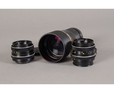 A Group of Rollei Lenses, two Carl Zeiss Planar 50mm f/1.8 lenses, serial no 5227173, 5506988, with a Rollei Tele-Tessar 200m