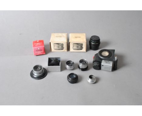 A Group of Enlarging Lenses, including lenses by Dallmeyer, KMZ, Kodak, Minolta, Paterson, Ross and Schneider-Kreuznach