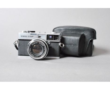 An Olympus 35 SP Rangefinder Camera, serial no 335758, shutter working, with a G Zuiko 42mm f/1.7 lens and maker's ever ready