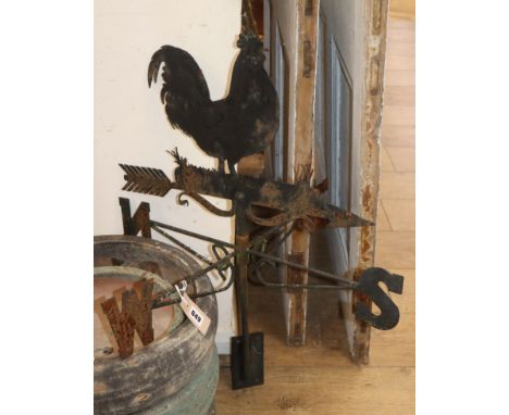 A cockerel weather vane W.61cm