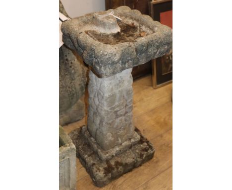 A bird bath and planter H. 73 and 36cm