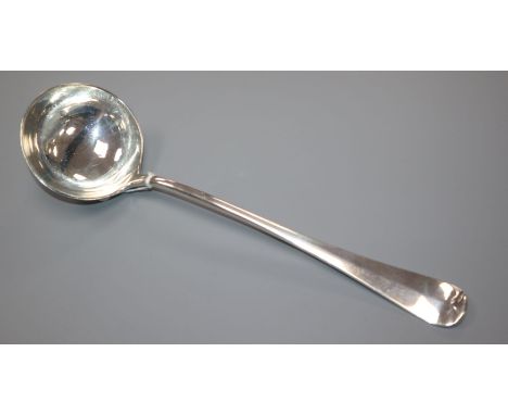 A Hanover pattern silver soup ladle, London 1910, Maker: Robert Stebbings.