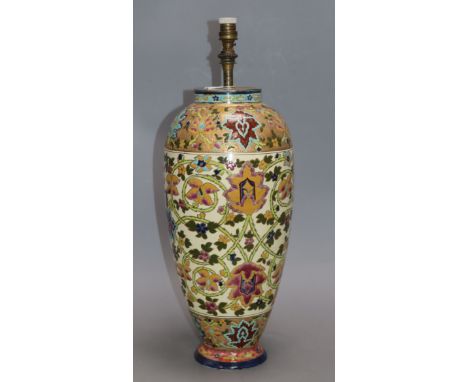 A Zsolnay style Persian design lamp base
