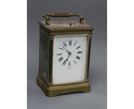 An early 20th century French brass repeating carriage clock