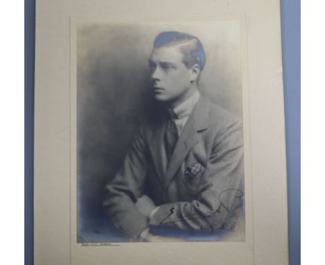 Royal Interest - a cream-toned bromide photographic portrait by Hugh Cecil of Prince Edward Duke of Windsor signed by the sit