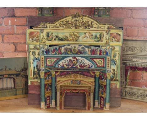 An extensive collection of miniature toy theatres, set pieces and equipment, to include; wooden stage structures (largest mea