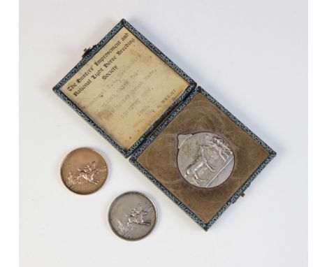 A 9ct gold medallion for the ?New Brighton Horse Show 1937 Open Jumping?, James Fenton, Birmingham 1937, 38mm diameter, toget