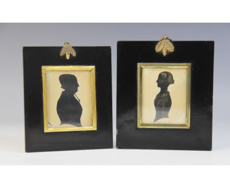 English school (19th century), Two silhouette portrait miniatures, Each depicting a lady bust length, Later biographical note