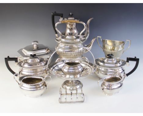 A selection of silver plated tableware, to include; a three-piece tea service by Garrard &amp; Co, comprising teapot, sugar b
