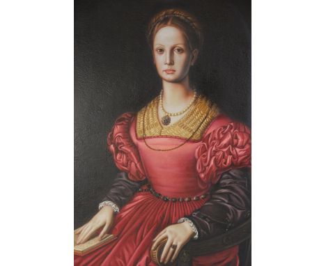 After Bronzino [Agnolo di Cosimo] (1503-1572),A 20th century copy of the Portrait of Lucrezia Panciatichi,Oil on canvas,Unsig