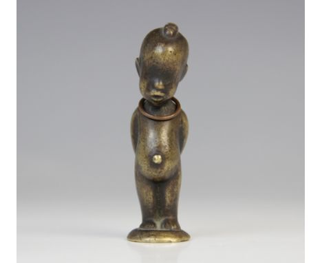 After Karl Hagenauer (Austrian, 1898-1956), an Art Deco bronze figure, early 20th century, modelled as a child standing with 