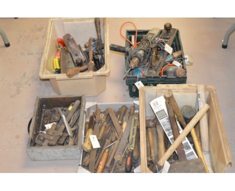Assorted hand and power tools for woodworking and metalworking