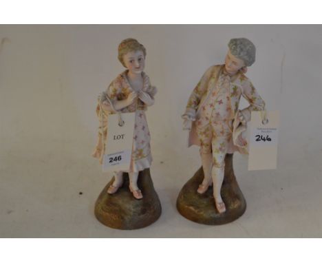 Pair continental bisque figures