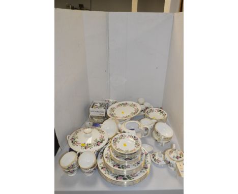 Wedgwood Hathaway Rose dinner service, including tureens, plates, cups and bowls.