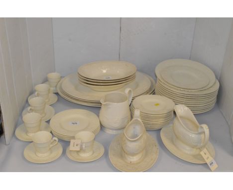 Wedgwood 'Patrician' dinner ware, to include: dinner plates, chargers, coffee cups and saucers, sauce boats, and a jug.