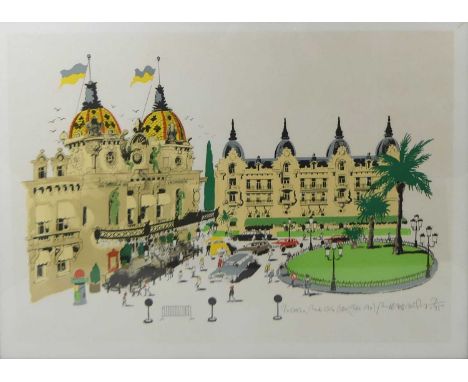 Paul Hogarth (1917-2001) - The Casino, Monte Carlo (Loser takes it all), lithograph printed in colours, signed, titled, and n