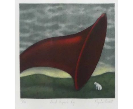 Mychael Barratt (b.1961) - Anish Kapoor's dog, etching and aquatint printed in colours on wove paper, signed, titled and numb