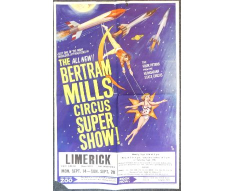 Bertram Mills Circus - a vintage colour lithographic poster, titled; 'Supershow! at Fair Green, Limerick', printed by W.E. Be