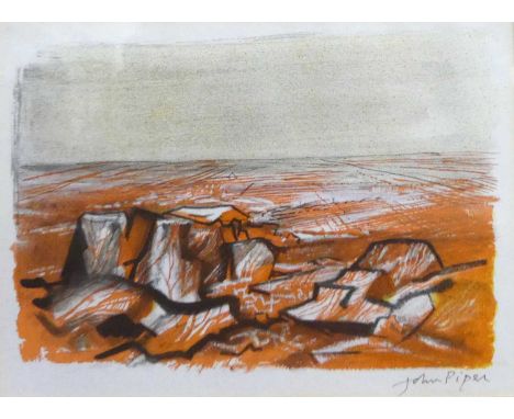 John Piper (1903-1992) - The Traveller, lithograph printed in colours, signed in ink to lower right margin, visible sheet dim