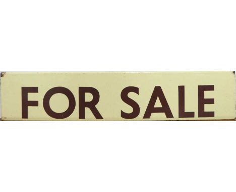 An enamel on metal signed titled 'For Sale', with rounded flange to upper edge, 12.7 x 60.5cm