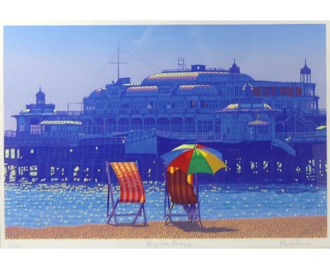 Philip Dunn (b.1945) - Brighton Breezy, lithograph printed in colours, signed, titled and numbered '61/150' in pencil to the 