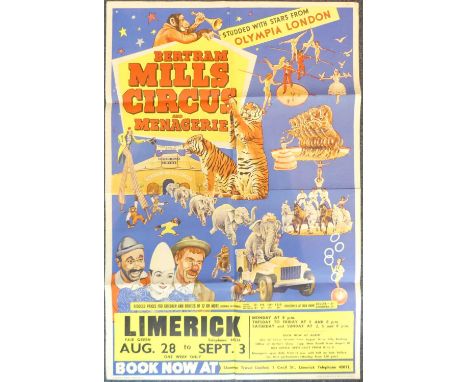 Bertram Mills Circus - a vintage colour lithographic poster, titled; 'Studded with the Stars from Olympia at Fair Green, Lime